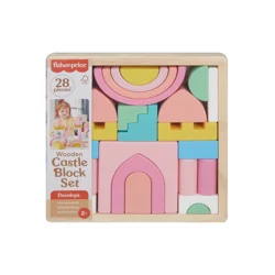 Fisher-Price Fisher-Price Wooden Castle Block Set Toddler Stacking Toy, 28 Wood Pieces