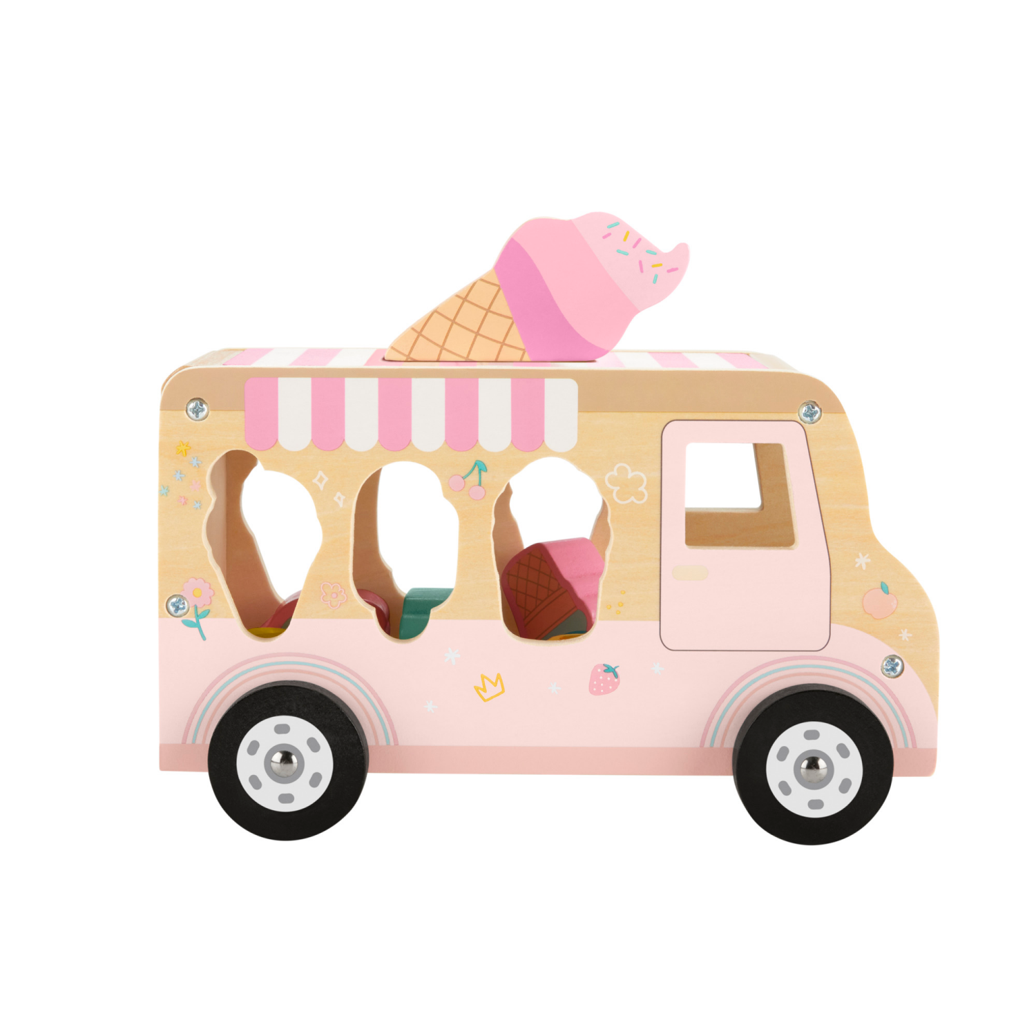 slide 3 of 4, Fisher-Price Fisher-Price Wooden Ice Cream Shape Sorter Set for Toddlers & Kids, 8 Wood Pieces, 1 ct