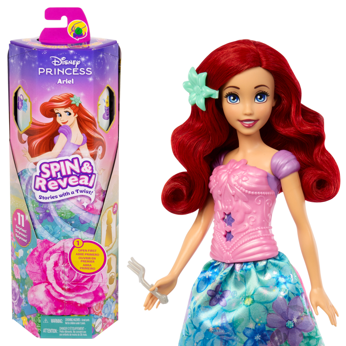 slide 3 of 3, Disney Princess Spin & Reveal Ariel Doll, 1 ct