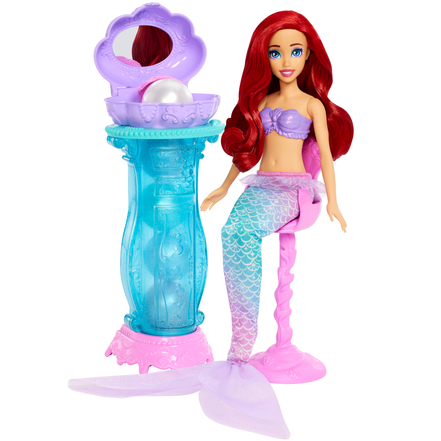 slide 2 of 7, Disney Princess Ariel Vanity Pop Mermaid 11.8" Fashion Doll and Vanity with 5 Pop-Up Surprises, 1 ct