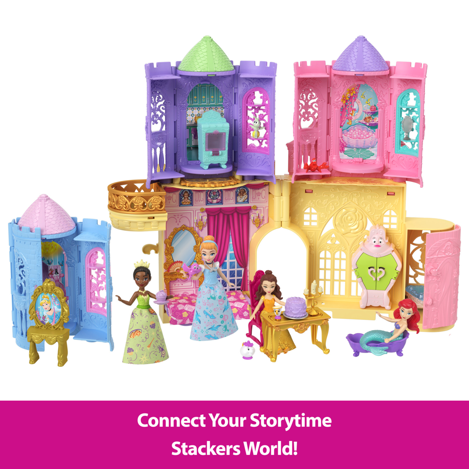 slide 4 of 5, Disney Princess Tower Surprise Small Dolls and Stacking Playsets with 5 Surprises, 1 ct