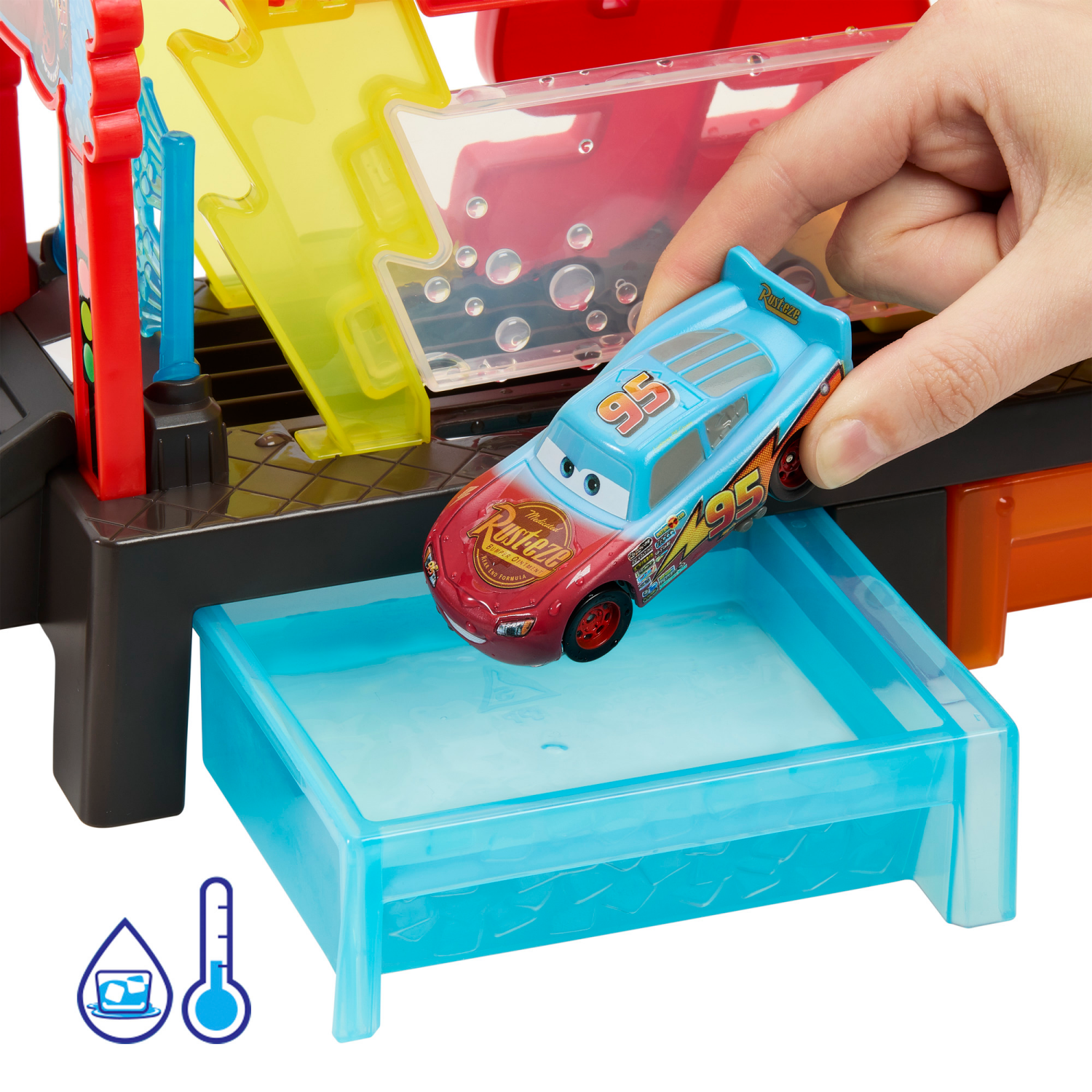 slide 3 of 8, Disney and Pixar Cars Color Changer Race Ready Car Wash Playset & Color Changing Lightning McQueen, 1 ct