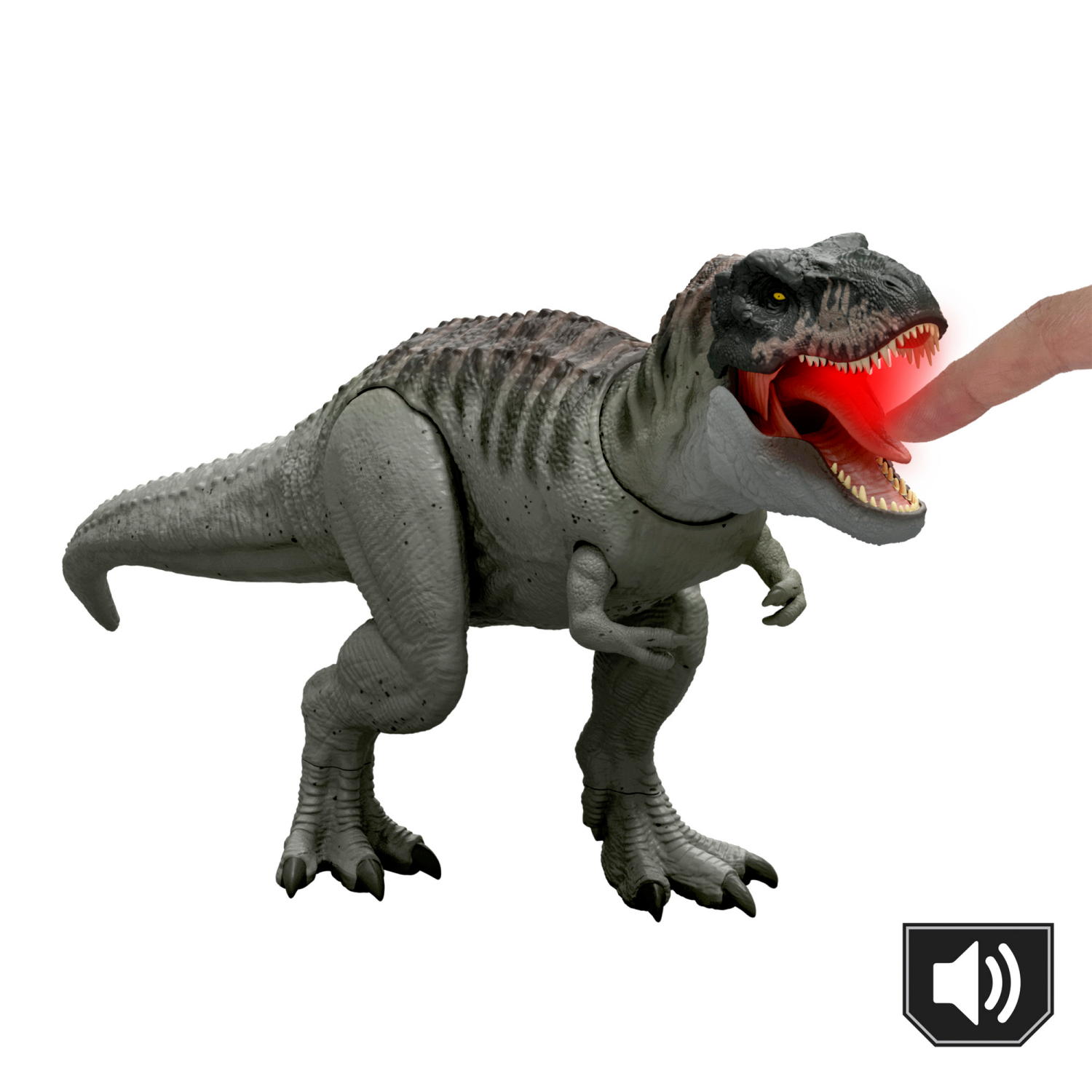 slide 4 of 5, Jurassic World Rebirth Power Devour Tyrannosaurus Rex Dinosaur Figure, Constant Chomp Lights & Sound, 1 ct