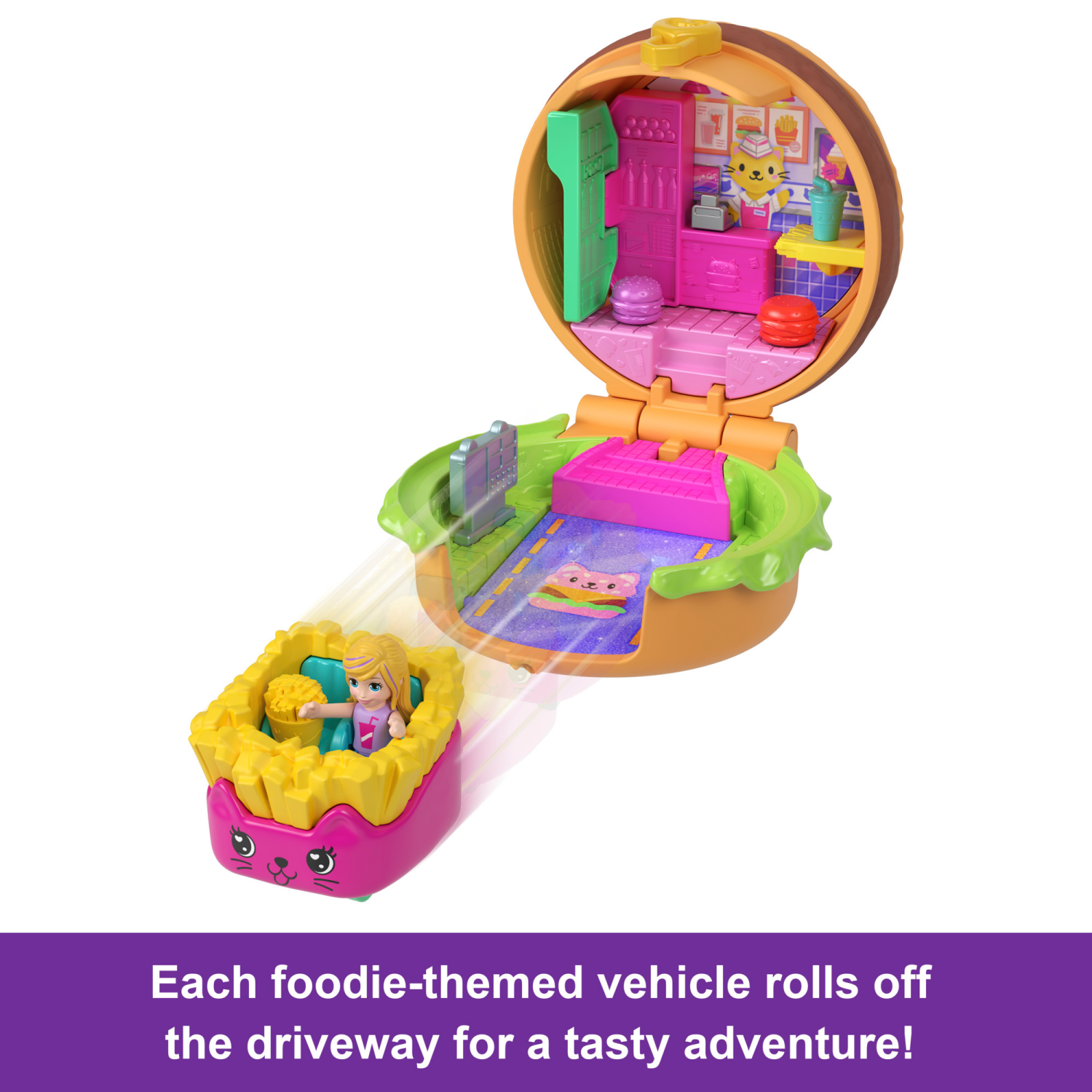 slide 3 of 8, POLLY POCKET TINY TAKE OUT REVEAL Assortment, 1 ct
