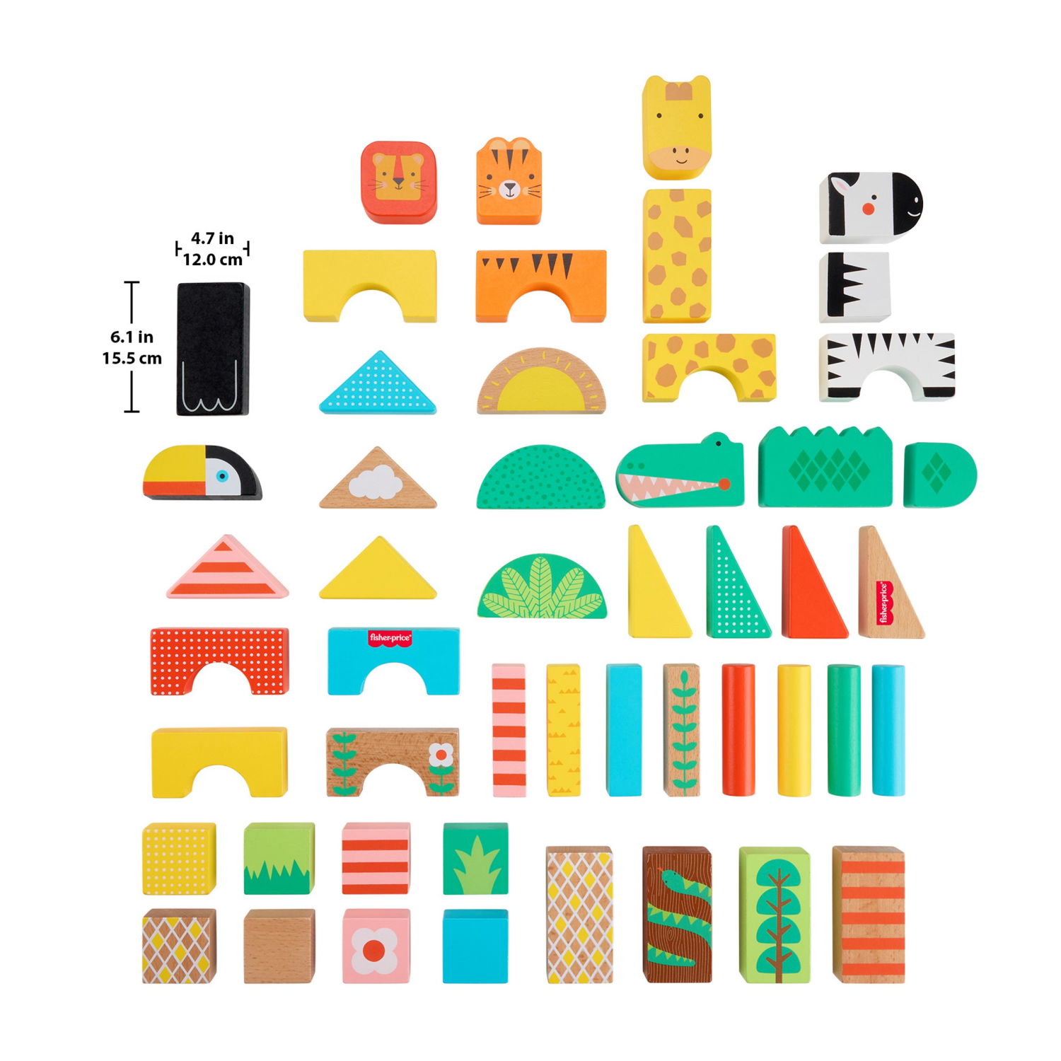 slide 4 of 7, Fisher-Price FP Wooden Jungle Blocks, 1 ct