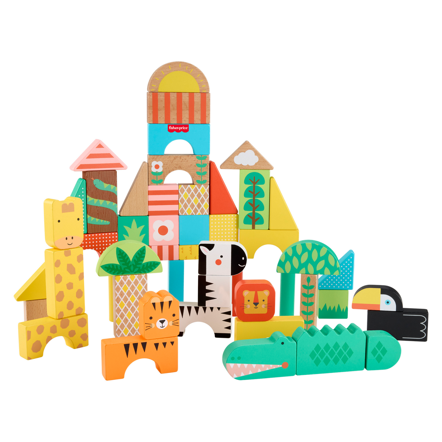 slide 5 of 7, Fisher-Price FP Wooden Jungle Blocks, 1 ct