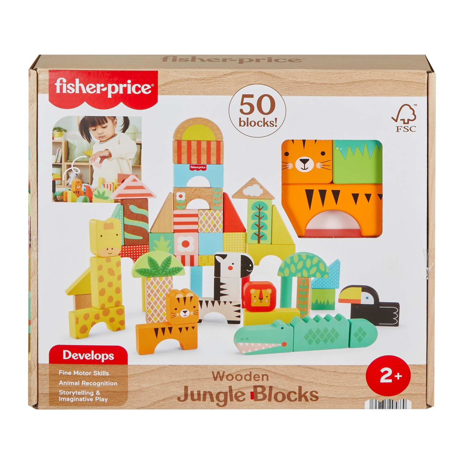 slide 1 of 7, Fisher-Price FP Wooden Jungle Blocks, 1 ct