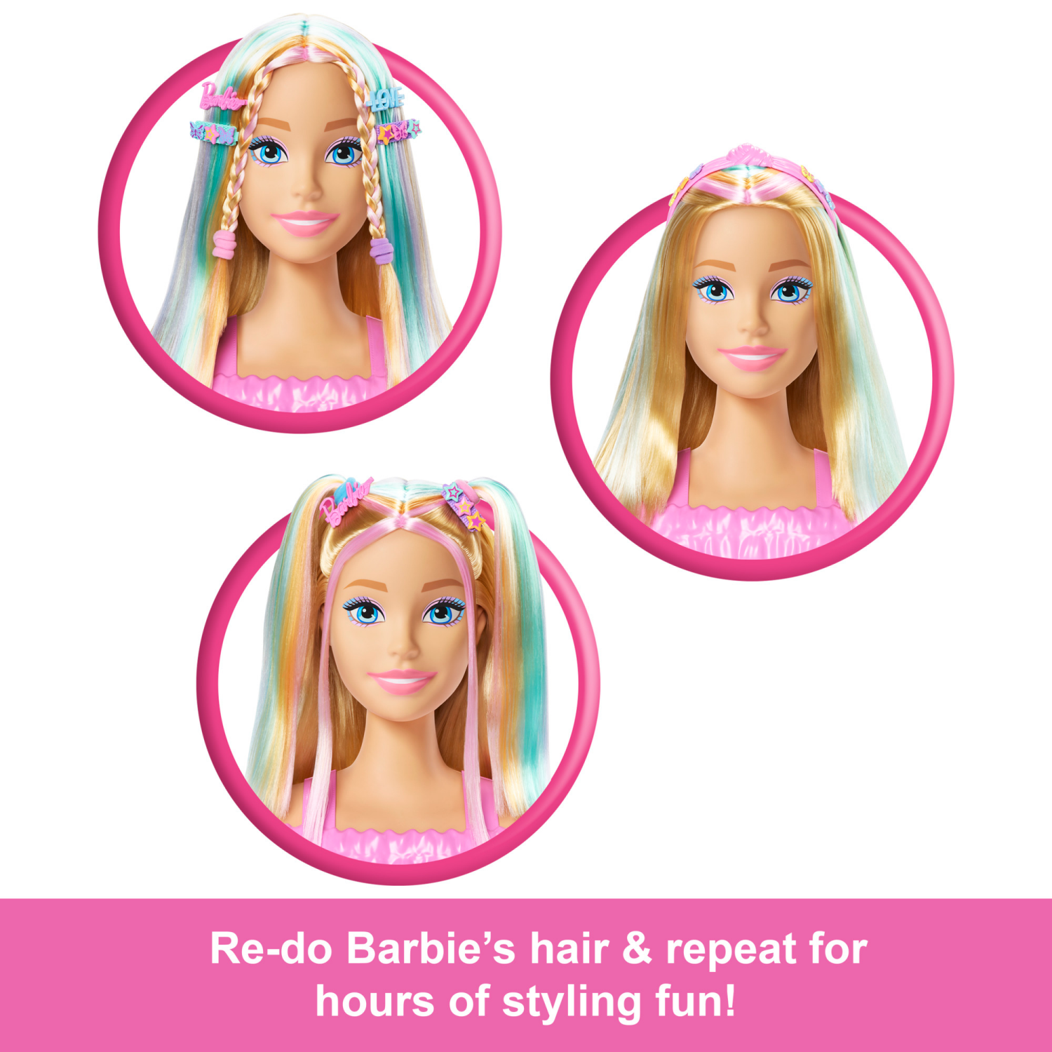 slide 7 of 7, Barbie Doll Styling Head, Blonde Hair with 20+ Styling Accessories, 1 ct