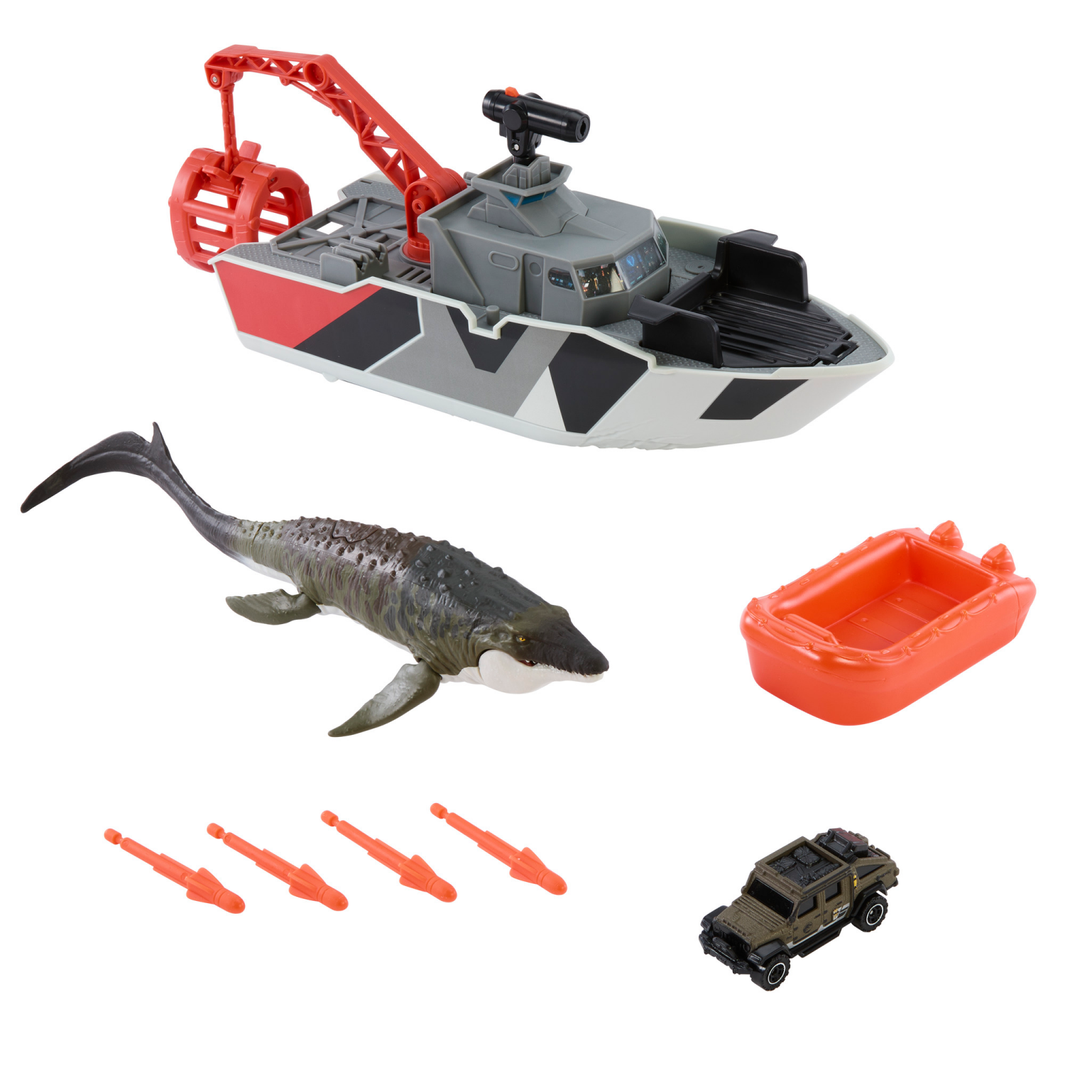 slide 2 of 5, Matchbox® Jurassic World Mosasaurus Rescue Action Boat, 1 ct