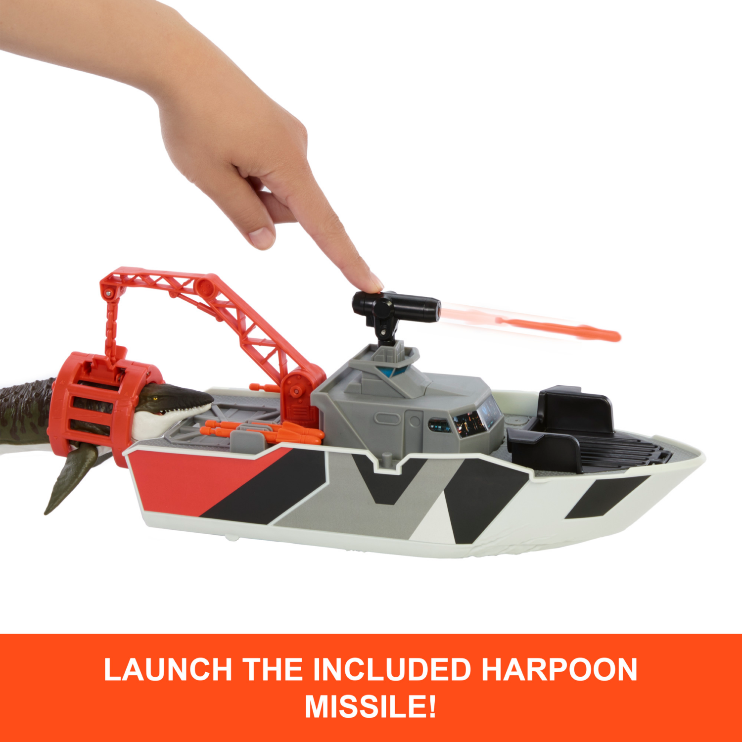 slide 5 of 5, Matchbox® Jurassic World Mosasaurus Rescue Action Boat, 1 ct
