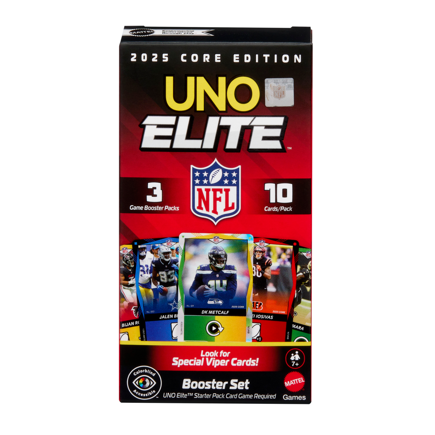 slide 1 of 2, UNO Elite NFL Core 2025 Card Game Booster Set, 1 ct
