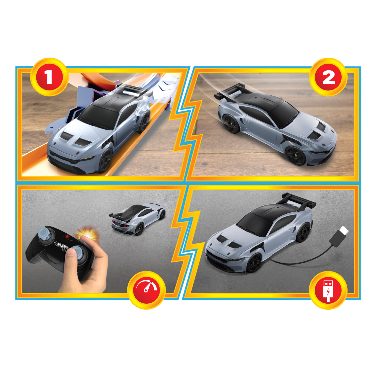 slide 5 of 8, HOT WHEELS® RC 1:64 Scale Ford Mustang GTD Vehicle, 1 ct