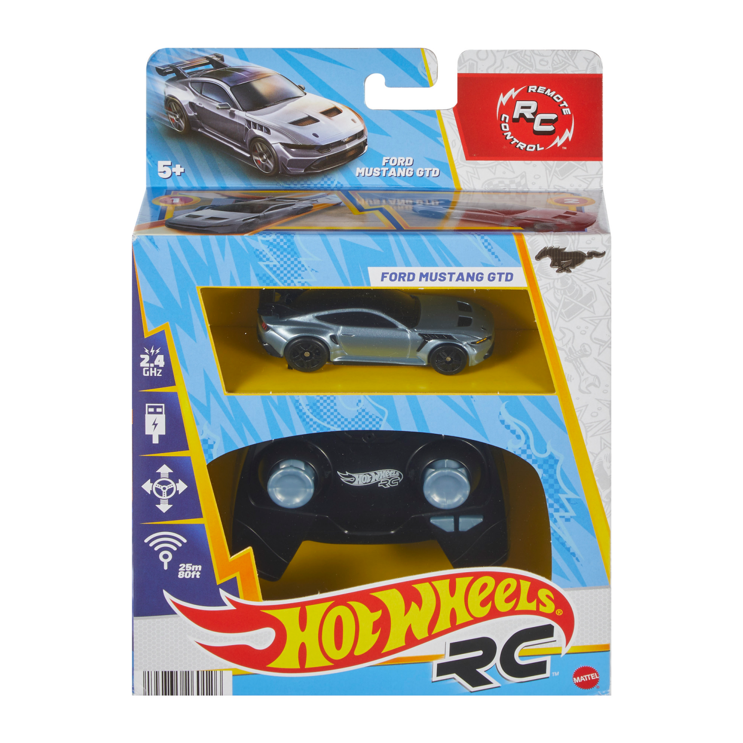 slide 1 of 8, HOT WHEELS® RC 1:64 Scale Ford Mustang GTD Vehicle, 1 ct