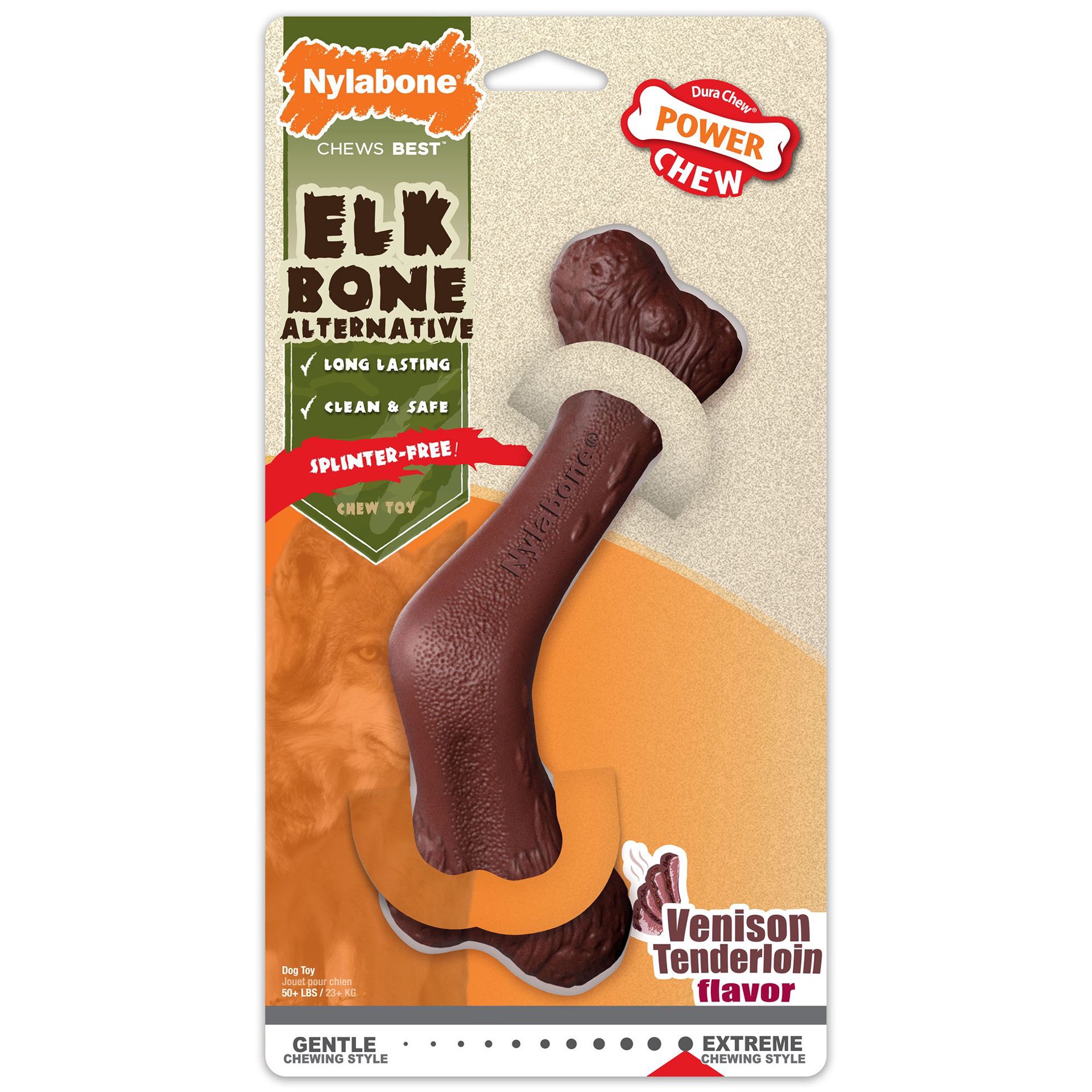 slide 1 of 1, Nylabone Power Chew Toy Elk Bone Alternative, 1 ct