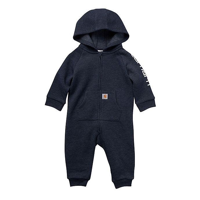 slide 1 of 1, Carhartt Size Long Sleeve Fleece Zip-Front Hooded Coverall - Navy, 1 ct