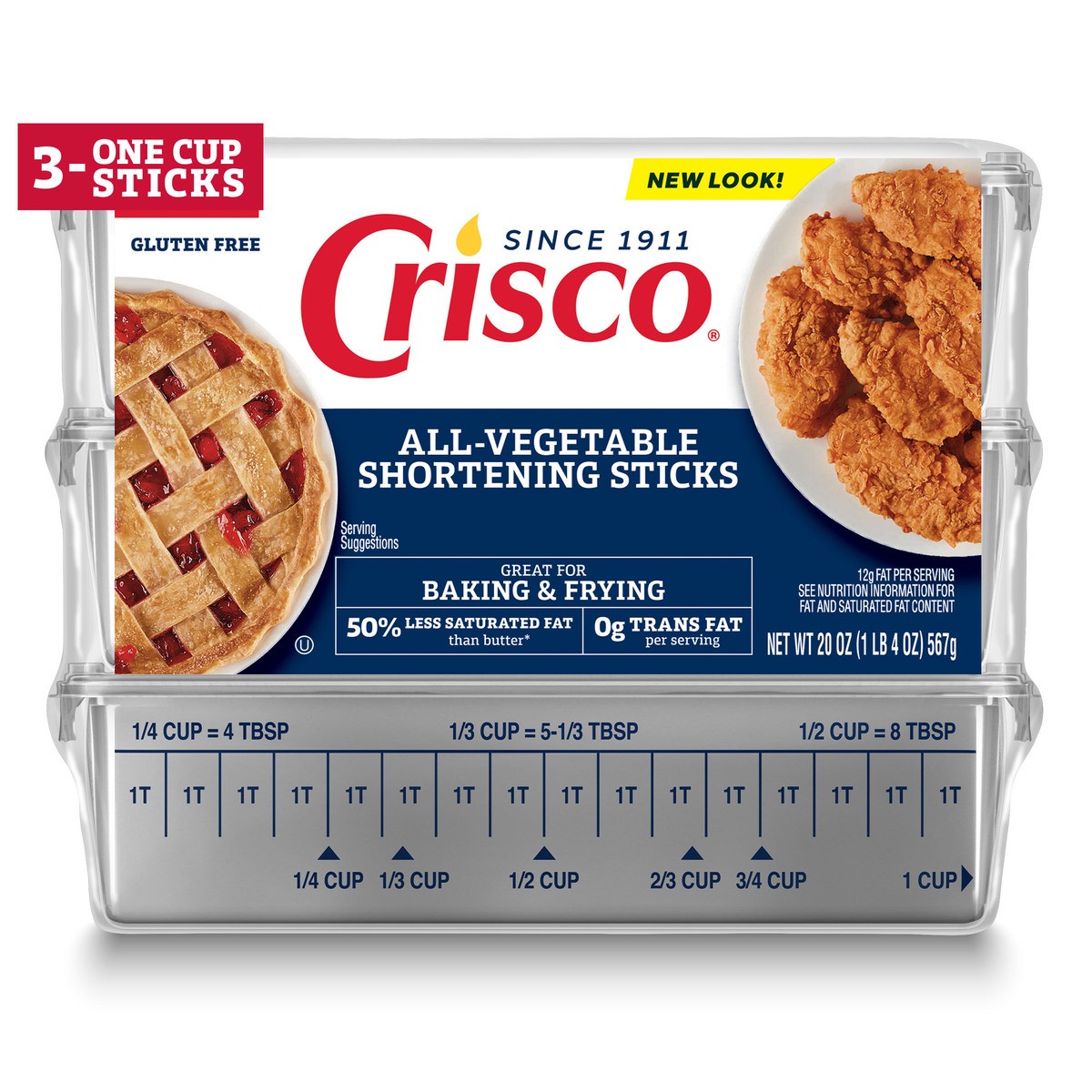 slide 1 of 13, Crisco All-Vegetable Shortening Sticks, Gluten-Free, 20 oz, 3 ct