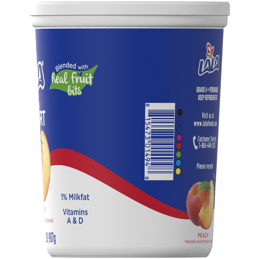 slide 3 of 5, LALA Low-Fat Peach Yogurt, 6 ct; 32 oz