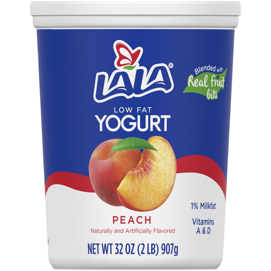 slide 1 of 5, LALA Low-Fat Peach Yogurt, 6 ct; 32 oz