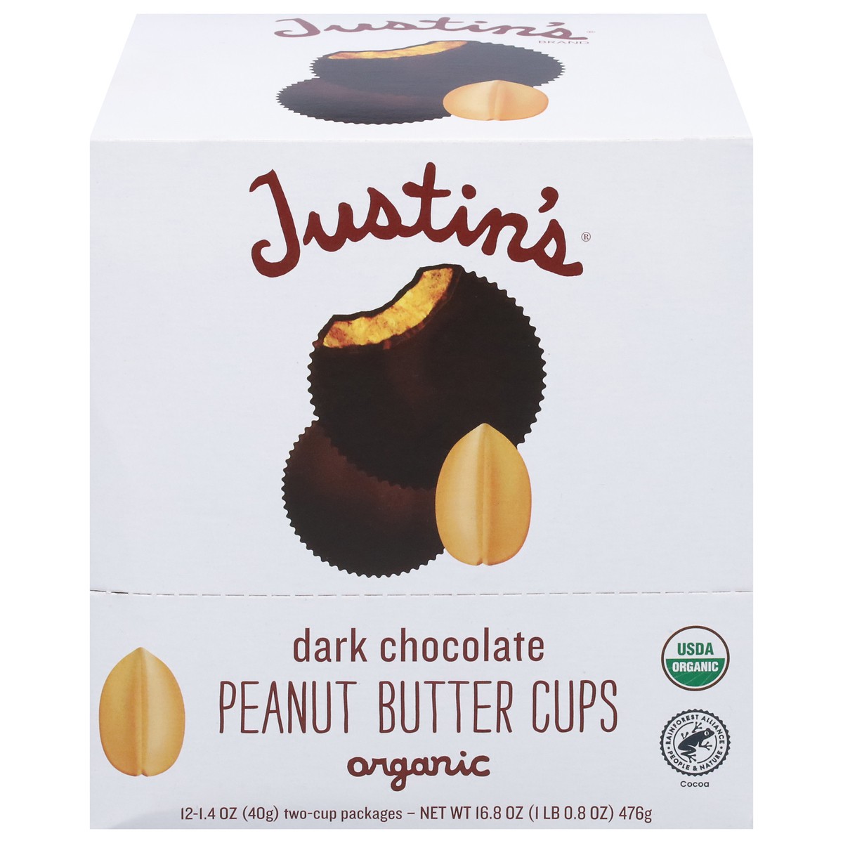 slide 3 of 13, Justin's Organic Dark Chocolate Peanut Butter Cups Wrapper 12 ea, 12 ct