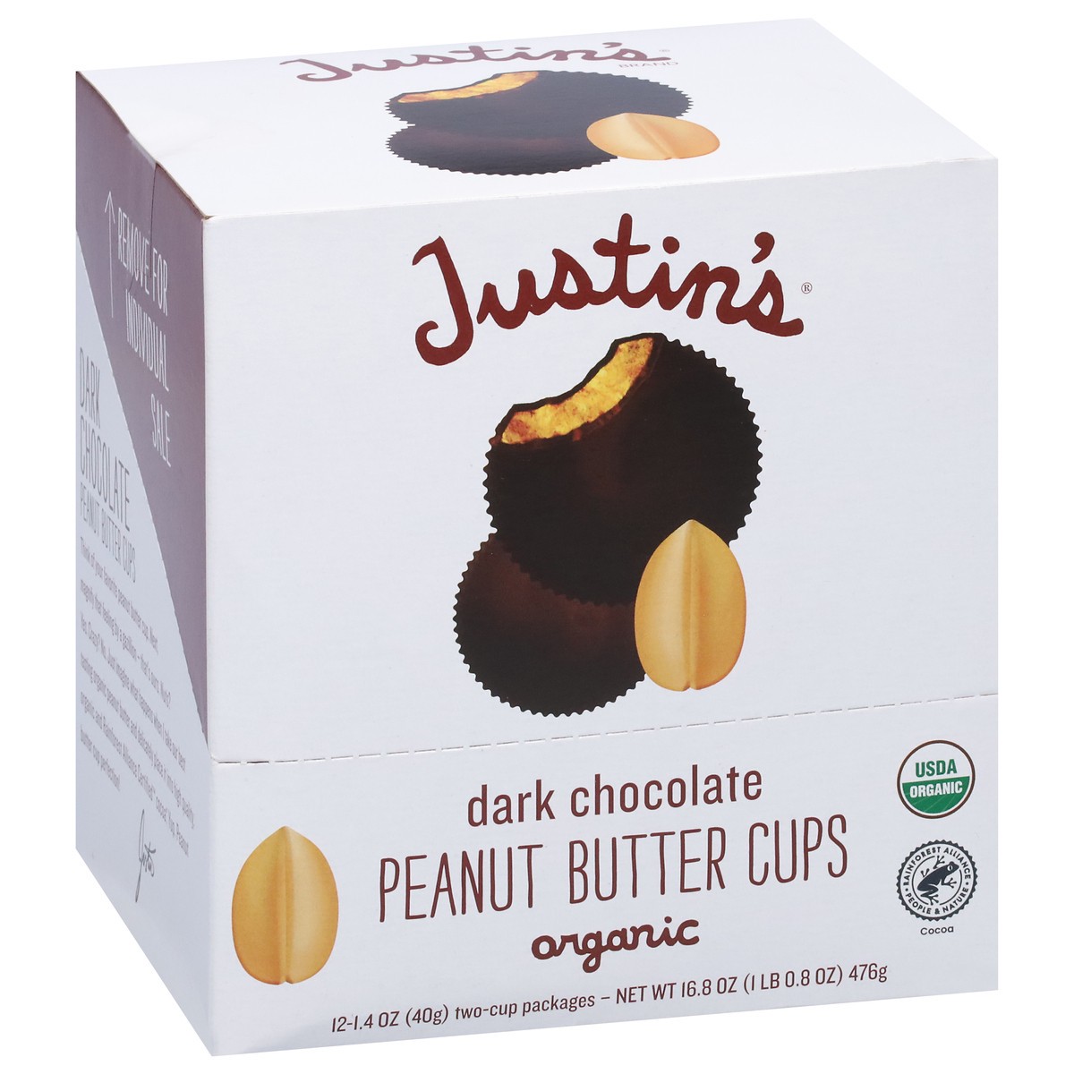 slide 5 of 13, Justin's Organic Dark Chocolate Peanut Butter Cups Wrapper 12 ea, 12 ct