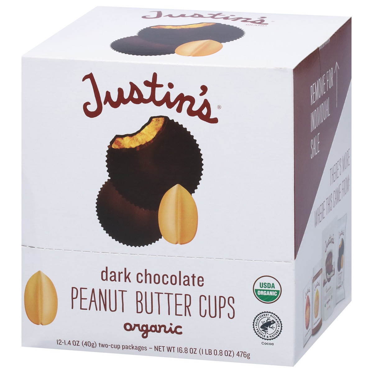 slide 6 of 13, Justin's Organic Dark Chocolate Peanut Butter Cups Wrapper 12 ea, 12 ct