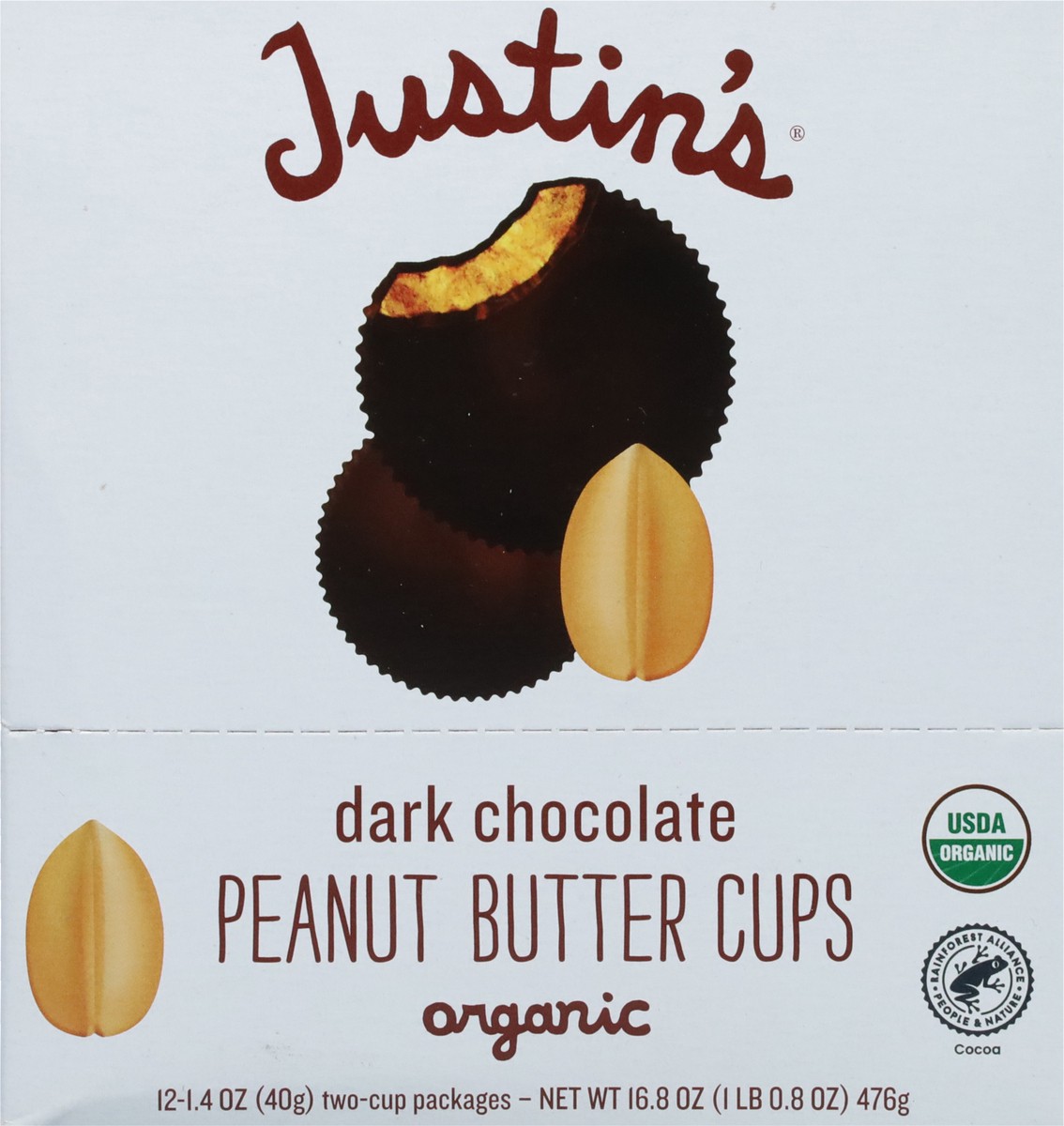 slide 11 of 13, Justin's Organic Dark Chocolate Peanut Butter Cups Wrapper 12 ea, 12 ct