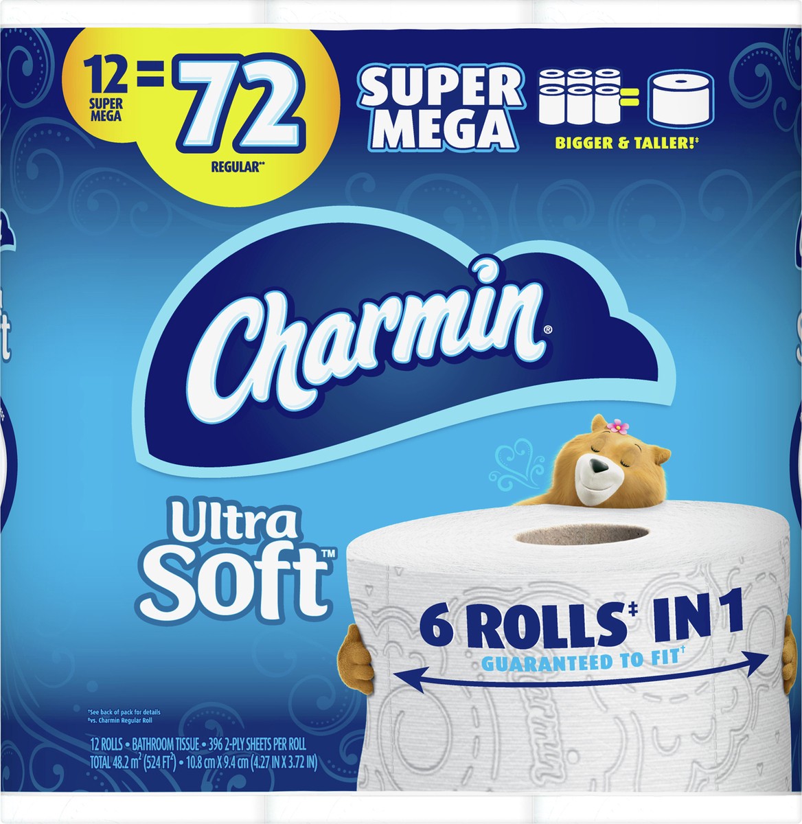 slide 2 of 5, Charmin Ultra Soft 2-Ply Super Mega Rolls Bathroom Tissue 12 ea, 12 ct