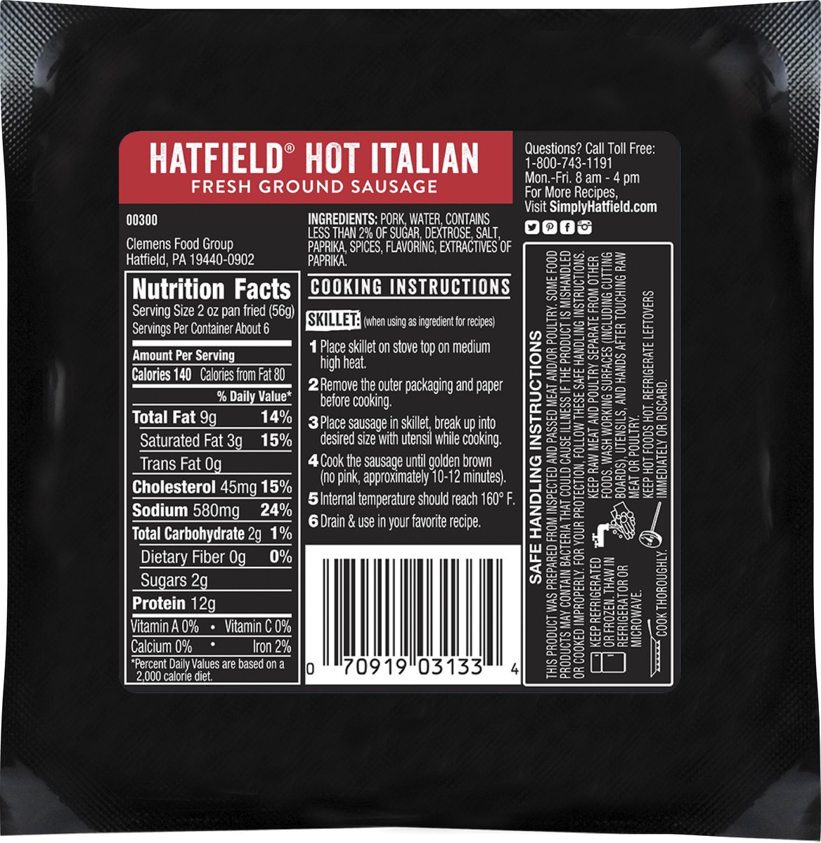 slide 3 of 7, Hatfield Recipe Essentials Fresh Hot Italian Ground Sausage 14 oz, 14 oz