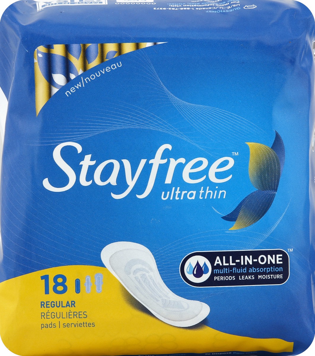 slide 5 of 6, Stayfree Ultra Thin Regular Pads 18 ea, 18 ct