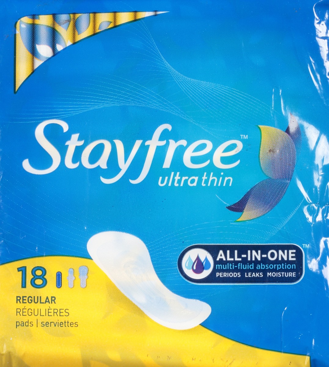 slide 1 of 6, Stayfree Ultra Thin Regular Pads 18 ea, 18 ct