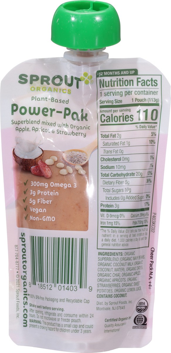 slide 9 of 9, Sprout Organics Power-Pak 12+ Months Plant-Based Superblend 4 oz, 4 oz