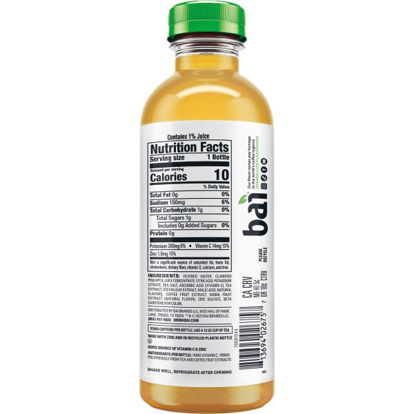 slide 16 of 17, Bai Flavored Water, Pilavo Pineapple Mango, Antioxidant Infused Beverage, 18 Fluid Ounce Bottle, 18 fl oz