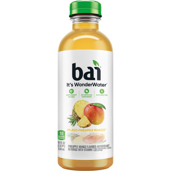 slide 10 of 17, Bai Flavored Water, Pilavo Pineapple Mango, Antioxidant Infused Beverage, 18 Fluid Ounce Bottle, 18 fl oz