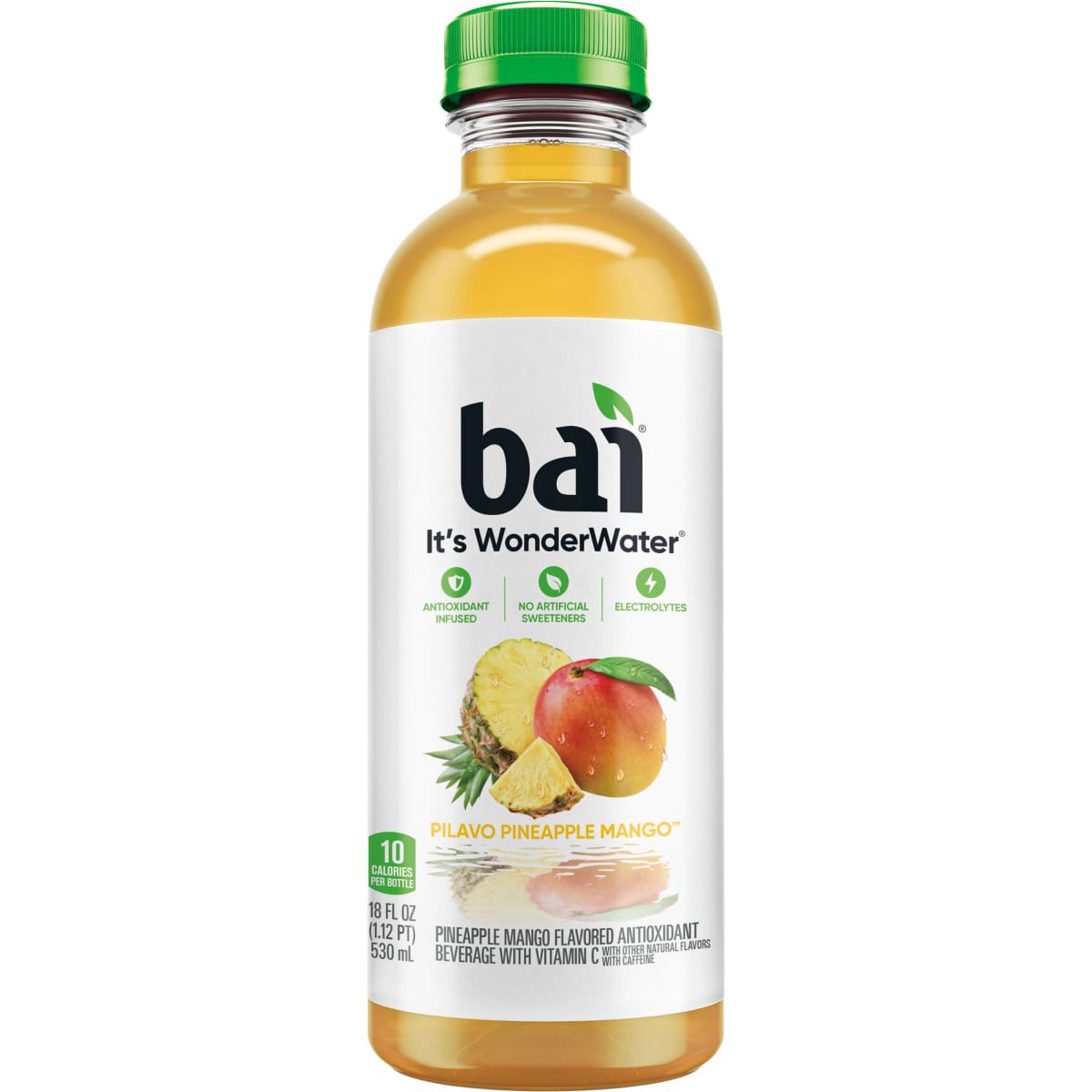 slide 6 of 17, Bai Flavored Water, Pilavo Pineapple Mango, Antioxidant Infused Beverage, 18 Fluid Ounce Bottle, 18 fl oz