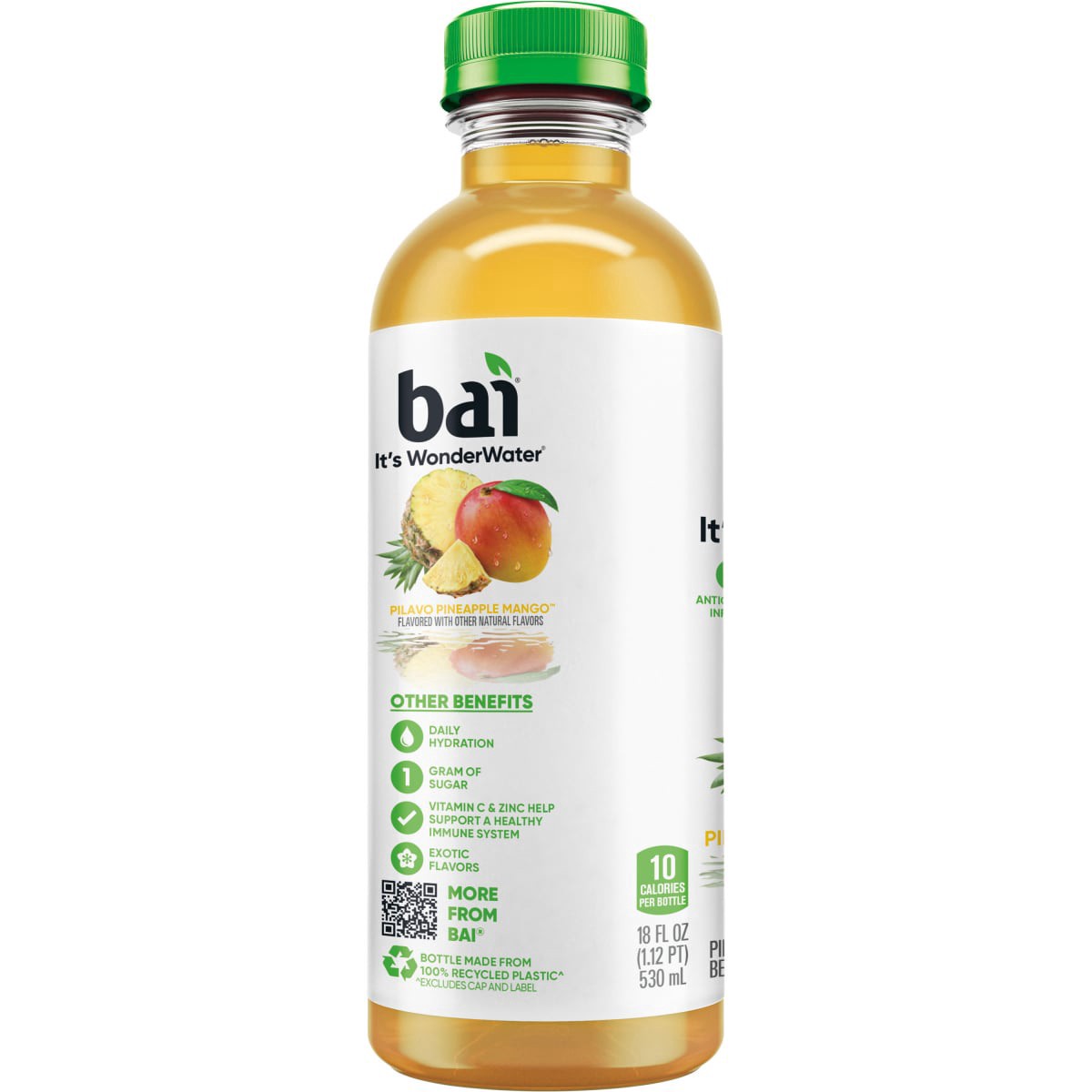 slide 15 of 17, Bai Flavored Water, Pilavo Pineapple Mango, Antioxidant Infused Beverage, 18 Fluid Ounce Bottle, 18 fl oz