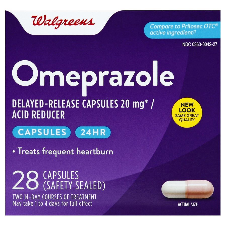 slide 1 of 5, Walgreens Omeprazole Acid Reducer Capsules, 28 ct