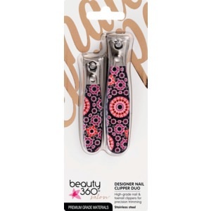 slide 1 of 1, Beauty 360 Designer Nail Clipper Duo, 1 ct