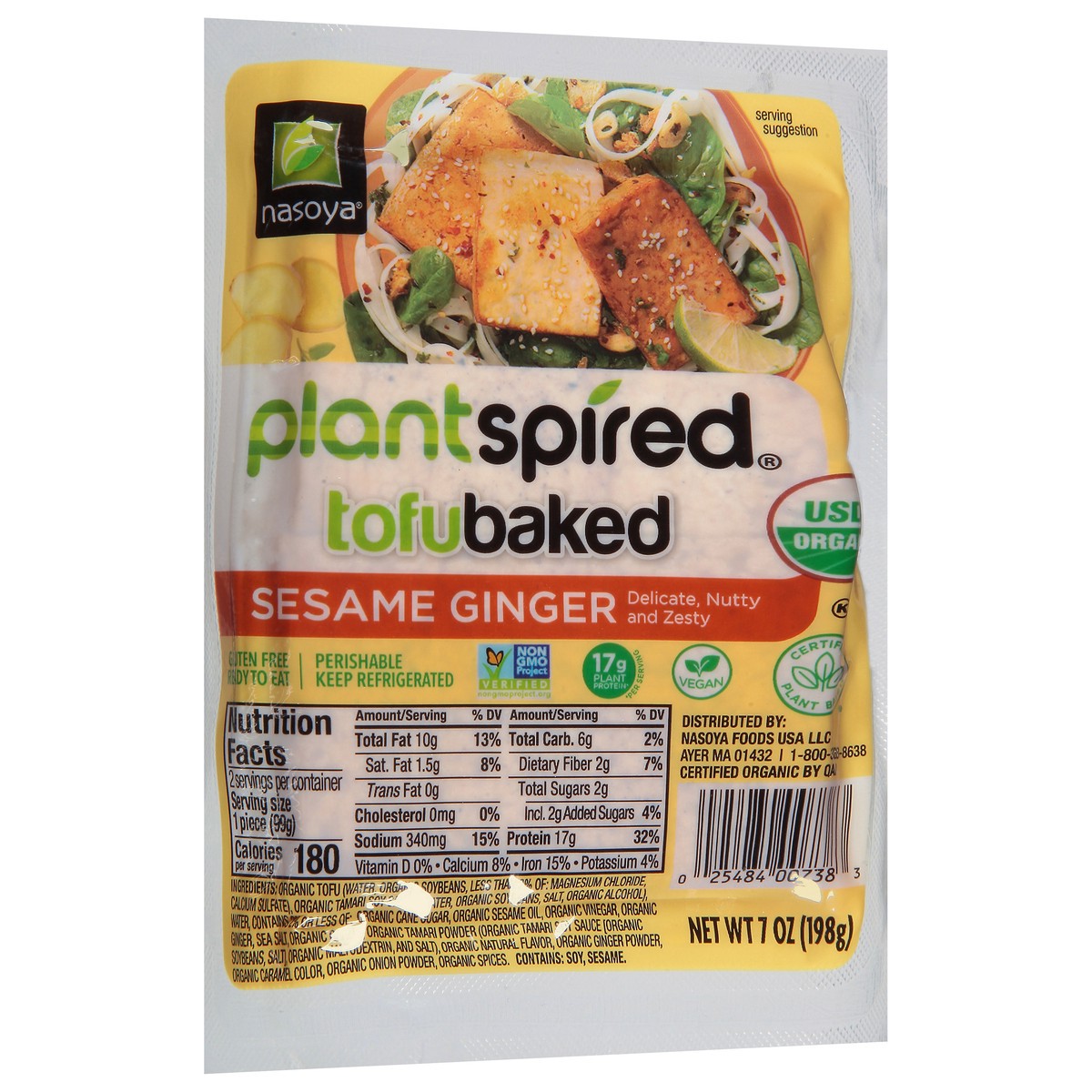 slide 6 of 11, Nasoya Plantspired Baked Sesame Ginger Tofu 7 oz, 7 oz