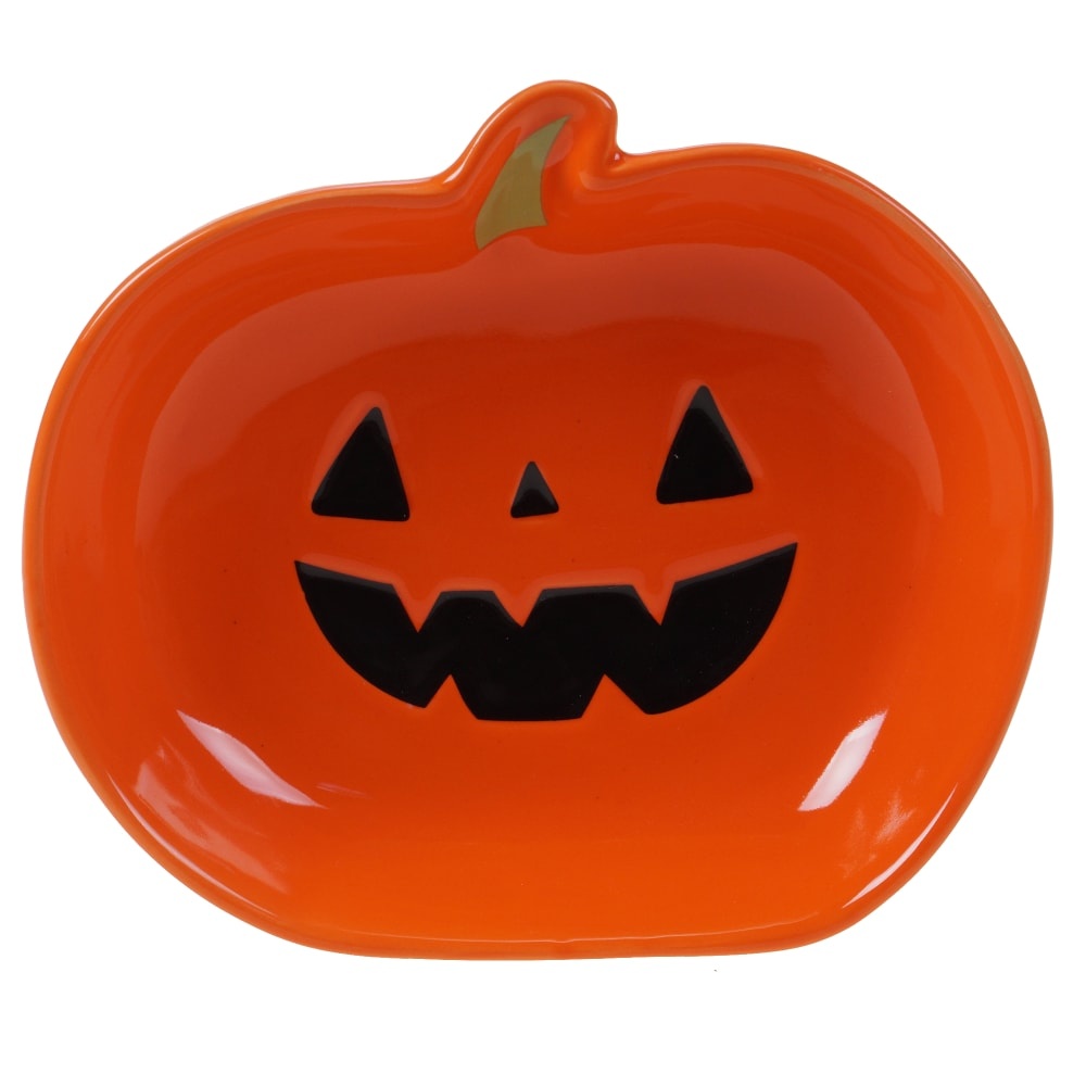 slide 1 of 1, Holiday Home All Hallows Pumpkin Tidbit Plate - Orange, 1 ct