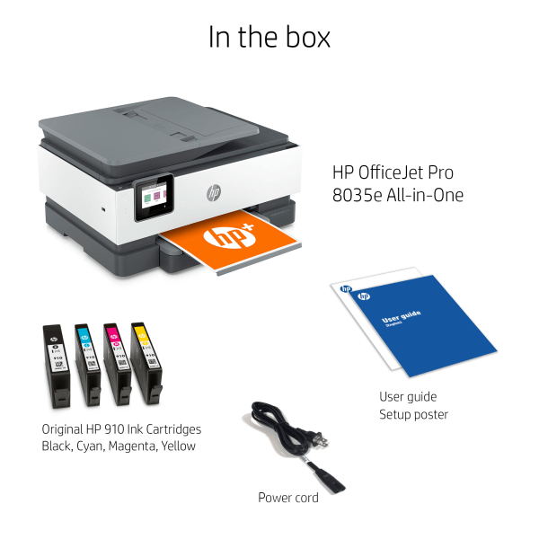 slide 6 of 10, HP Officejet Pro 8035E Wireless Inkjet All-In-One Color Printer With HP+, Basalt, 1L0H6A#B1H, 1 ct