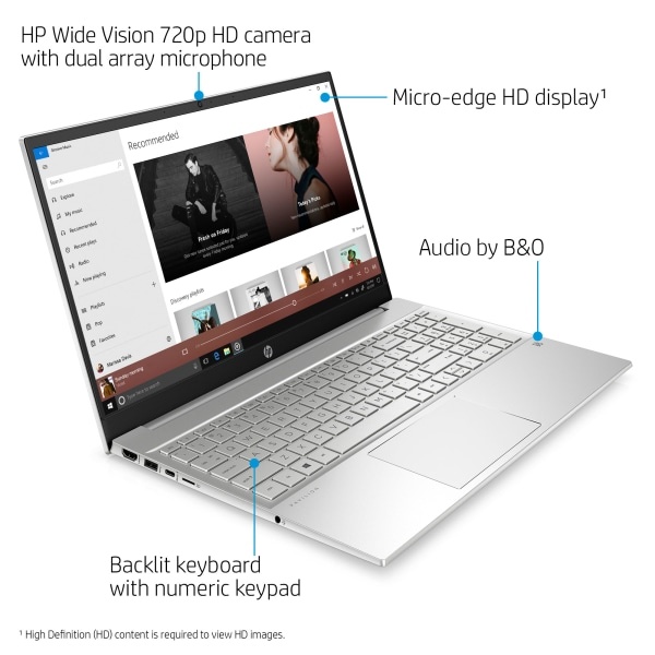 slide 3 of 9, HP Pavilion 15-Eg0025Od Laptop, 15.6'' Screen, Intel Core I5, 8Gb Memory, 256Gb Solid State Drive, Wi-Fi 6, Windows 10, 299L8Ua#Aba, 1 ct