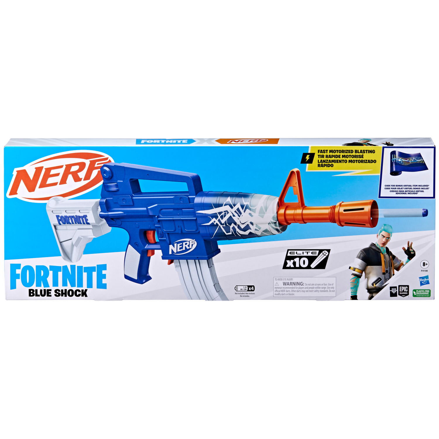 slide 3 of 4, NERF Fortnite Blue Shock Dart Blaster, 1 ct