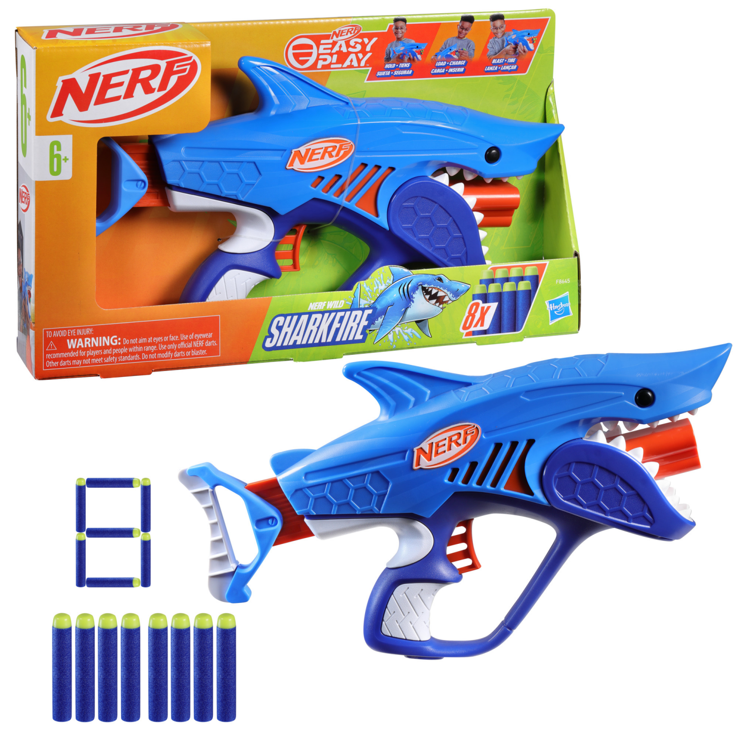 slide 1 of 6, Nerf Wild Blasters Sharkfire, 1 ct