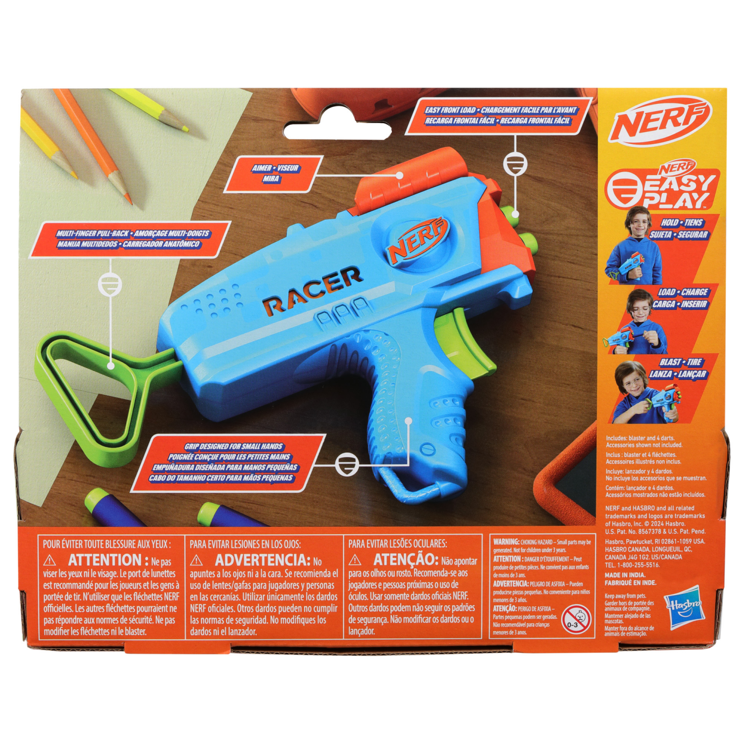 slide 3 of 5, Nerf Elite Junior Racer Easy-Play Dart Blaster, 1 ct