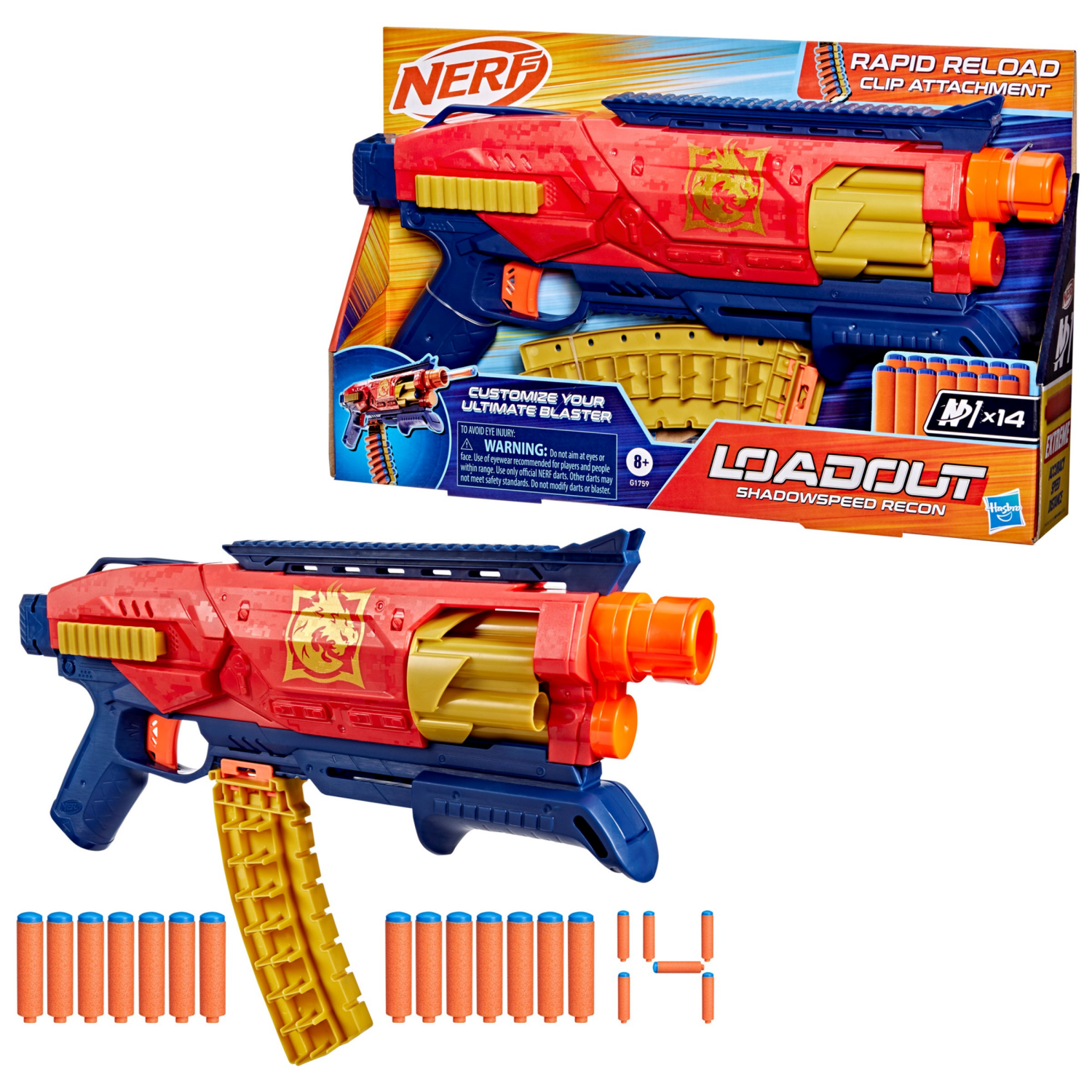 slide 1 of 5, Nerf Loadout Shadowspeed Recon Blaster And 14 N1 Darts, 1 ct