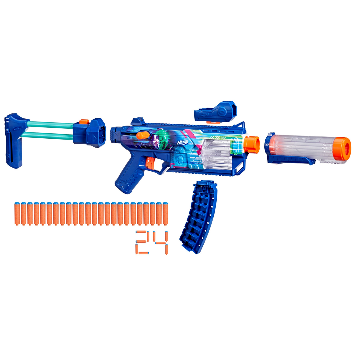 slide 2 of 6, Nerf Loadout Cyberlight Ghost Blaster and N1 Darts, 1 ct
