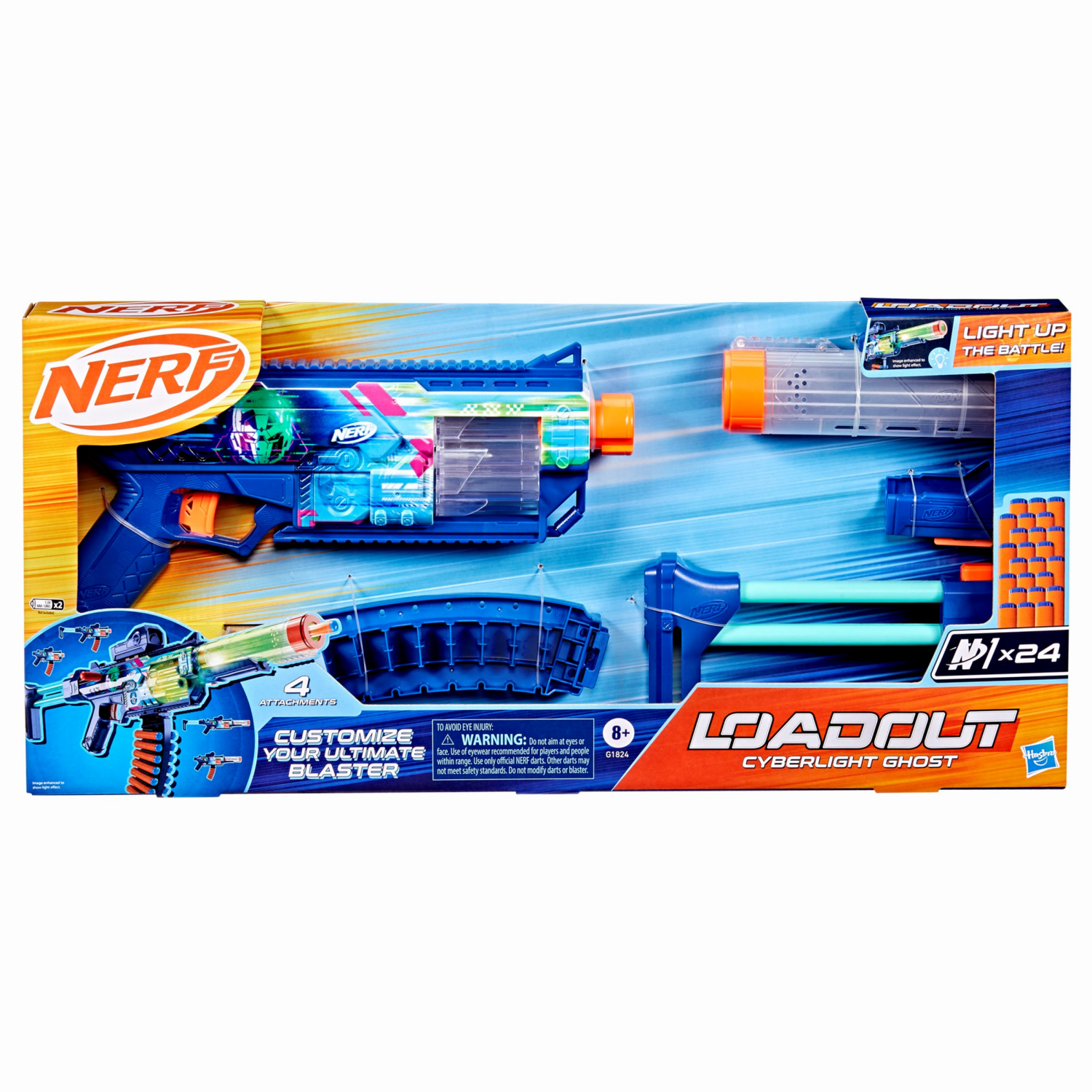 slide 6 of 6, Nerf Loadout Cyberlight Ghost Blaster and N1 Darts, 1 ct