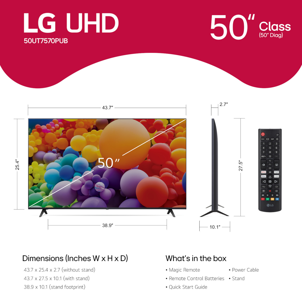 slide 2 of 5, LG Electronics LG 50" Class 4K Smart LED TV - UT7570, 50 in
