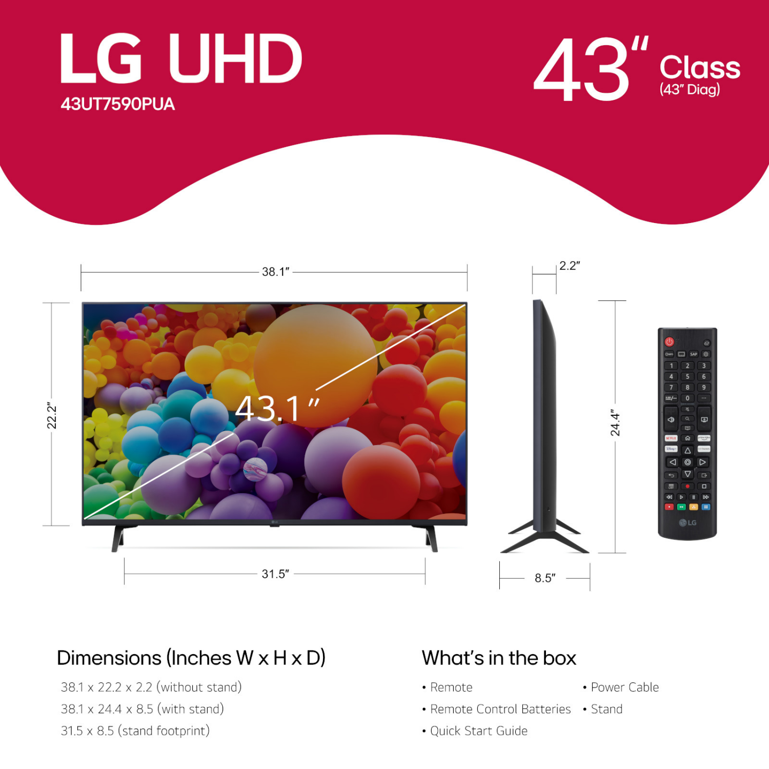 slide 5 of 8, LG Electronics LG 43" Class 4K HDR Smart LED TV - UT7590, 1 ct