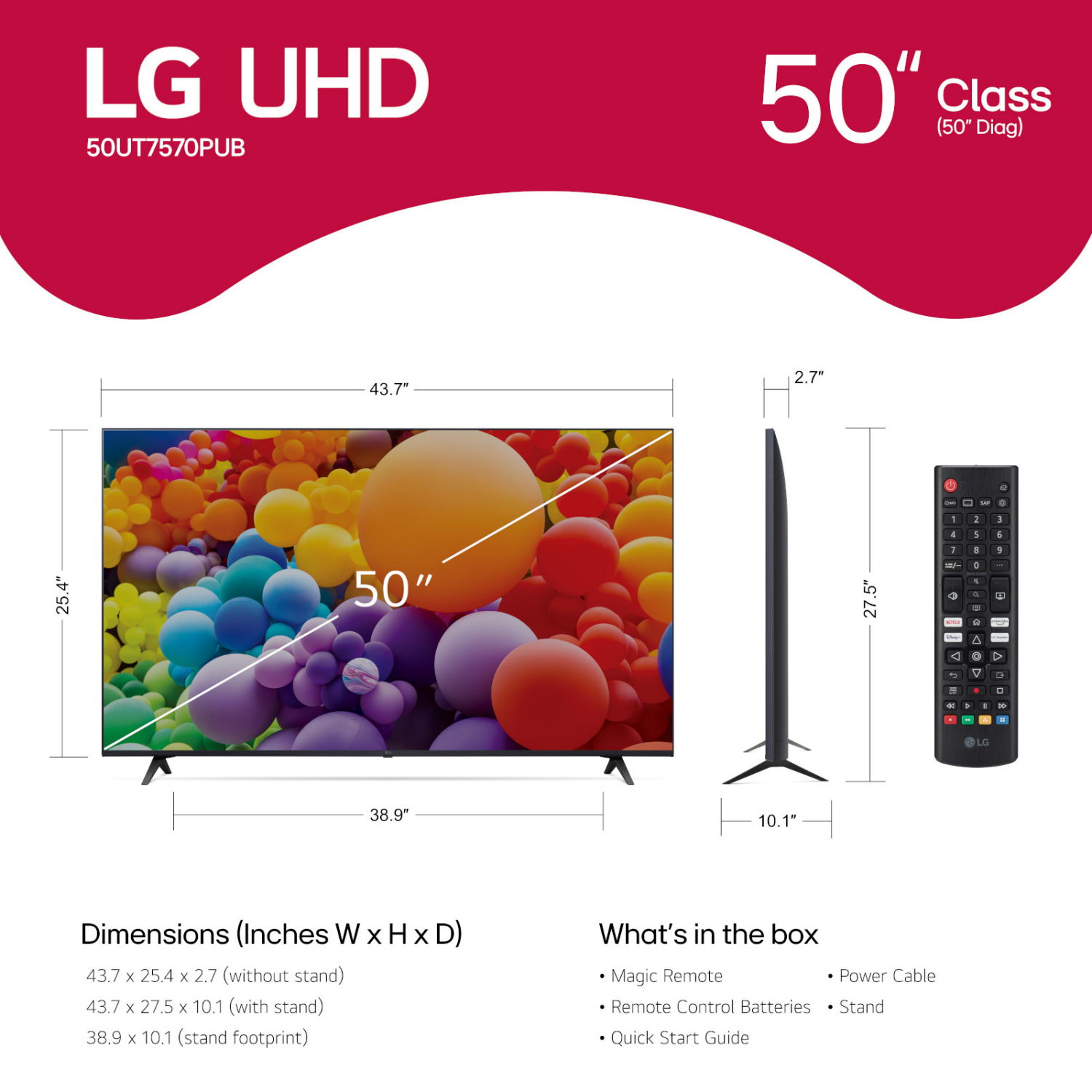 slide 5 of 8, LG 50" class UT75 series 4K UHD TV with webOS 24 - 50UT7570PUB, 50 in